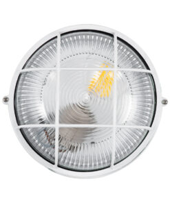 GloboStar® BOATLIGHT 61585 Vintage Industrial Φωτιστικό Τοίχου – Απλίκα – Καραβοχελώνα Εξωτερικού Χώρου Μονόφωτο 1 x E27 AC220-240V Αδιάβροχο IP65 – Σώμα Αλουμινίου & Tempered Glass – Φ17.5 x Υ9cm – Λευκό – Στρόγγυλο – 5 Years Warranty