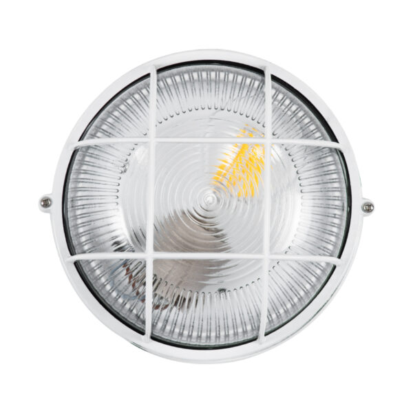GloboStar® BOATLIGHT 61585 Vintage Industrial Φωτιστικό Τοίχου – Απλίκα – Καραβοχελώνα Εξωτερικού Χώρου Μονόφωτο 1 x E27 AC220-240V Αδιάβροχο IP65 – Σώμα Αλουμινίου & Tempered Glass – Φ17.5 x Υ9cm – Λευκό – Στρόγγυλο – 5 Years Warranty