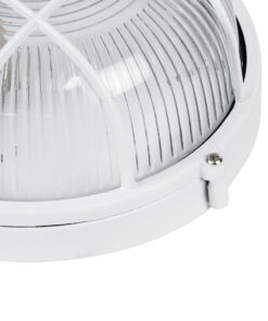 GloboStar® BOATLIGHT 61585 Vintage Industrial Φωτιστικό Τοίχου – Απλίκα – Καραβοχελώνα Εξωτερικού Χώρου Μονόφωτο 1 x E27 AC220-240V Αδιάβροχο IP65 – Σώμα Αλουμινίου & Tempered Glass – Φ17.5 x Υ9cm – Λευκό – Στρόγγυλο – 5 Years Warranty