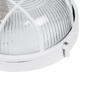 GloboStar® BOATLIGHT 61585 Vintage Industrial Φωτιστικό Τοίχου – Απλίκα – Καραβοχελώνα Εξωτερικού Χώρου Μονόφωτο 1 x E27 AC220-240V Αδιάβροχο IP65 – Σώμα Αλουμινίου & Tempered Glass – Φ17.5 x Υ9cm – Λευκό – Στρόγγυλο – 5 Years Warranty