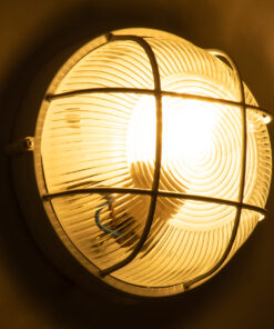 GloboStar® BOATLIGHT 61585 Vintage Industrial Φωτιστικό Τοίχου – Απλίκα – Καραβοχελώνα Εξωτερικού Χώρου Μονόφωτο 1 x E27 AC220-240V Αδιάβροχο IP65 – Σώμα Αλουμινίου & Tempered Glass – Φ17.5 x Υ9cm – Λευκό – Στρόγγυλο – 5 Years Warranty