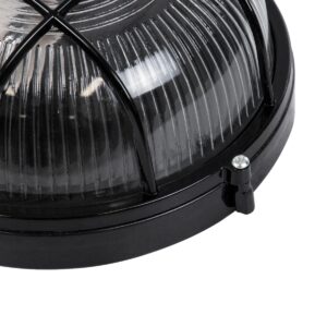 GloboStar® BOATLIGHT 61586 Vintage Industrial Φωτιστικό Τοίχου – Απλίκα – Καραβοχελώνα Εξωτερικού Χώρου Μονόφωτο 1 x E27 AC220-240V Αδιάβροχο IP65 – Σώμα Αλουμινίου & Tempered Glass – Φ17.5 x Υ9cm – Μαύρο – Στρόγγυλο – 5 Years Warranty