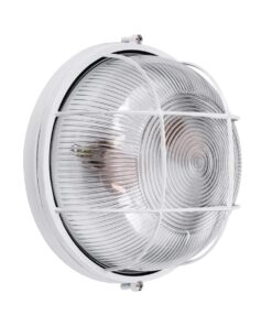 GloboStar® BOATLIGHT 61588 Vintage Industrial Φωτιστικό Τοίχου – Απλίκα – Καραβοχελώνα Εξωτερικού Χώρου Δίφωτο 2 x E27 AC220-240V Αδιάβροχο IP65 – Σώμα Αλουμινίου & Tempered Glass – Φ24 x Υ11cm – Λευκό – Στρόγγυλο – 5 Years Warranty