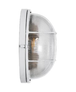 GloboStar® BOATLIGHT 61588 Vintage Industrial Φωτιστικό Τοίχου – Απλίκα – Καραβοχελώνα Εξωτερικού Χώρου Δίφωτο 2 x E27 AC220-240V Αδιάβροχο IP65 – Σώμα Αλουμινίου & Tempered Glass – Φ24 x Υ11cm – Λευκό – Στρόγγυλο – 5 Years Warranty