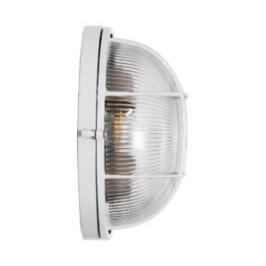 GloboStar® BOATLIGHT 61588 Vintage Industrial Φωτιστικό Τοίχου – Απλίκα – Καραβοχελώνα Εξωτερικού Χώρου Δίφωτο 2 x E27 AC220-240V Αδιάβροχο IP65 – Σώμα Αλουμινίου & Tempered Glass – Φ24 x Υ11cm – Λευκό – Στρόγγυλο – 5 Years Warranty