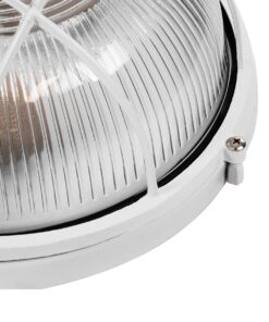 GloboStar® BOATLIGHT 61588 Vintage Industrial Φωτιστικό Τοίχου – Απλίκα – Καραβοχελώνα Εξωτερικού Χώρου Δίφωτο 2 x E27 AC220-240V Αδιάβροχο IP65 – Σώμα Αλουμινίου & Tempered Glass – Φ24 x Υ11cm – Λευκό – Στρόγγυλο – 5 Years Warranty