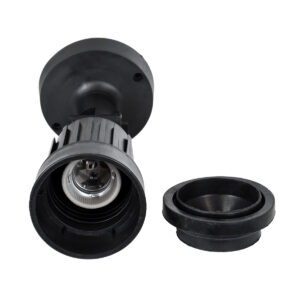 GloboStar® GRASEDO 61615 Βάση Κήπου με Ντουί E27 για Λάμπα Σποτ PAR38 – Αδιάβροχη IP67 – Υψηλής Αντοχής ABS – VDE Certified – Φ9.5 x Υ22cm – Μαύρο – 5 Years Warranty