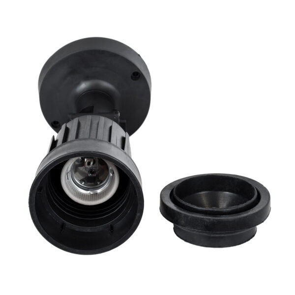 GloboStar® GRASEDO 61615 Βάση Κήπου με Ντουί E27 για Λάμπα Σποτ PAR38 – Αδιάβροχη IP67 – Υψηλής Αντοχής ABS – VDE Certified – Φ9.5 x Υ22cm – Μαύρο – 5 Years Warranty
