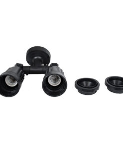 GloboStar® GRASEDO 61616 Βάση Κήπου με 2 Ντουί E27 για Λάμπες Σποτ PAR38 – Αδιάβροχη IP67 – Υψηλής Αντοχής ABS – VDE Certified – Μ40 x Π9.5 x Υ22cm – Μαύρο – 5 Years Warranty