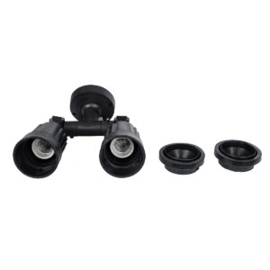 GloboStar® GRASEDO 61616 Βάση Κήπου με 2 Ντουί E27 για Λάμπες Σποτ PAR38 – Αδιάβροχη IP67 – Υψηλής Αντοχής ABS – VDE Certified – Μ40 x Π9.5 x Υ22cm – Μαύρο – 5 Years Warranty