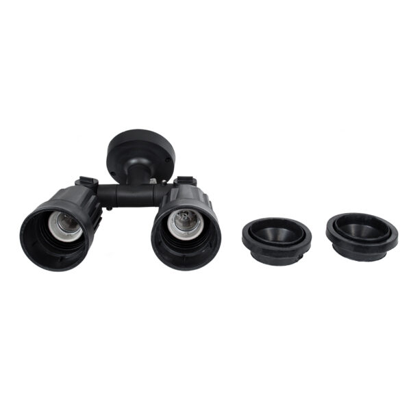 GloboStar® GRASEDO 61616 Βάση Κήπου με 2 Ντουί E27 για Λάμπες Σποτ PAR38 – Αδιάβροχη IP67 – Υψηλής Αντοχής ABS – VDE Certified – Μ40 x Π9.5 x Υ22cm – Μαύρο – 5 Years Warranty