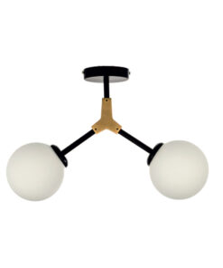 InLight Κρεμαστό φωτιστικό από μαύρο μέταλλο και λευκή οπαλίνα (6167-2-GL)