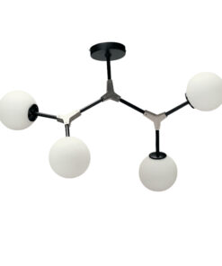 InLight Κρεμαστό φωτιστικό από μαύρο μέταλλο και λευκή οπαλίνα (6167-4-NM)