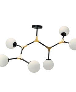 InLight Κρεμαστό φωτιστικό από μαύρο μέταλλο και λευκή οπαλίνα (6167-6-GL)