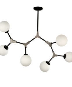 InLight Κρεμαστό φωτιστικό από μαύρο μέταλλο και λευκή οπαλίνα (6167-6-NM)