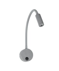 GloboStar® GOOSE 61689 Φωτιστικό Τοίχου – Απλίκα LED 3W 300lm 36° AC 220-240V IP20 – Reading Light – Θερμό Λευκό 2700K Γκρι Αλουμίνιο – Μ6.5 x Π22.5 x Υ23cm – 2 Xρόνια Εγγύηση
