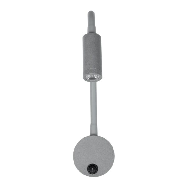 GloboStar® GOOSE 61689 Φωτιστικό Τοίχου – Απλίκα LED 3W 300lm 36° AC 220-240V IP20 – Reading Light – Θερμό Λευκό 2700K Γκρι Αλουμίνιο – Μ6.5 x Π22.5 x Υ23cm – 2 Xρόνια Εγγύηση