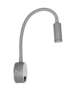 GloboStar® GOOSE 61689 Φωτιστικό Τοίχου – Απλίκα LED 3W 300lm 36° AC 220-240V IP20 – Reading Light – Θερμό Λευκό 2700K Γκρι Αλουμίνιο – Μ6.5 x Π22.5 x Υ23cm – 2 Xρόνια Εγγύηση