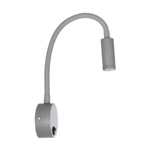 GloboStar® GOOSE 61689 Φωτιστικό Τοίχου – Απλίκα LED 3W 300lm 36° AC 220-240V IP20 – Reading Light – Θερμό Λευκό 2700K Γκρι Αλουμίνιο – Μ6.5 x Π22.5 x Υ23cm – 2 Xρόνια Εγγύηση