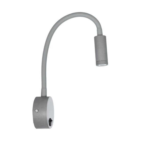 GloboStar® GOOSE 61689 Φωτιστικό Τοίχου – Απλίκα LED 3W 300lm 36° AC 220-240V IP20 – Reading Light – Θερμό Λευκό 2700K Γκρι Αλουμίνιο – Μ6.5 x Π22.5 x Υ23cm – 2 Xρόνια Εγγύηση