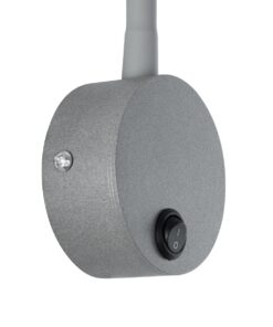 GloboStar® GOOSE 61689 Φωτιστικό Τοίχου – Απλίκα LED 3W 300lm 36° AC 220-240V IP20 – Reading Light – Θερμό Λευκό 2700K Γκρι Αλουμίνιο – Μ6.5 x Π22.5 x Υ23cm – 2 Xρόνια Εγγύηση