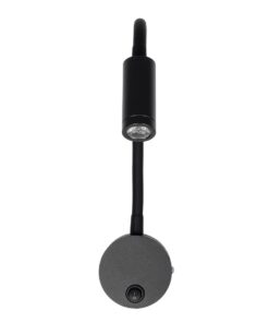 GloboStar® GOOSE 61690 Φωτιστικό Τοίχου – Απλίκα LED 3W 300lm 36° AC 220-240V IP20 – Reading Light – Θερμό Λευκό 2700K Μαύρο Αλουμίνιο – Μ6.5 x Π22.5 x Υ23cm – 2 Xρόνια Εγγύηση