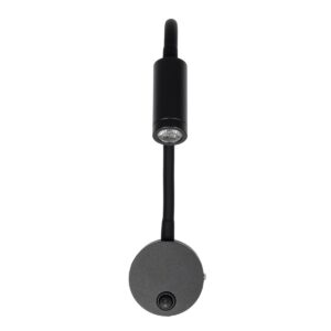 GloboStar® GOOSE 61690 Φωτιστικό Τοίχου – Απλίκα LED 3W 300lm 36° AC 220-240V IP20 – Reading Light – Θερμό Λευκό 2700K Μαύρο Αλουμίνιο – Μ6.5 x Π22.5 x Υ23cm – 2 Xρόνια Εγγύηση