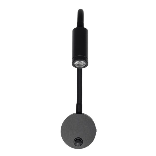 GloboStar® GOOSE 61690 Φωτιστικό Τοίχου – Απλίκα LED 3W 300lm 36° AC 220-240V IP20 – Reading Light – Θερμό Λευκό 2700K Μαύρο Αλουμίνιο – Μ6.5 x Π22.5 x Υ23cm – 2 Xρόνια Εγγύηση
