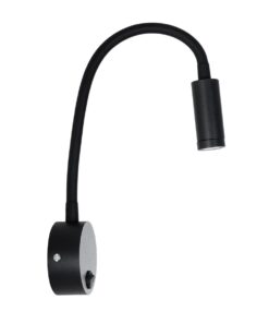 GloboStar® GOOSE 61690 Φωτιστικό Τοίχου – Απλίκα LED 3W 300lm 36° AC 220-240V IP20 – Reading Light – Θερμό Λευκό 2700K Μαύρο Αλουμίνιο – Μ6.5 x Π22.5 x Υ23cm – 2 Xρόνια Εγγύηση