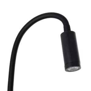 GloboStar® GOOSE 61690 Φωτιστικό Τοίχου – Απλίκα LED 3W 300lm 36° AC 220-240V IP20 – Reading Light – Θερμό Λευκό 2700K Μαύρο Αλουμίνιο – Μ6.5 x Π22.5 x Υ23cm – 2 Xρόνια Εγγύηση