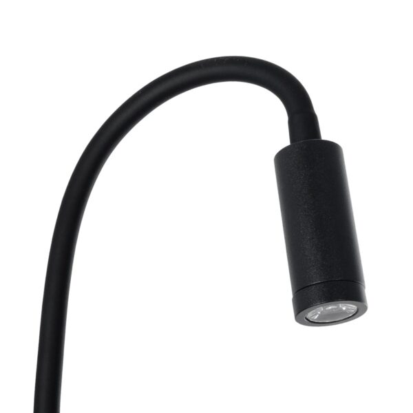 GloboStar® GOOSE 61690 Φωτιστικό Τοίχου – Απλίκα LED 3W 300lm 36° AC 220-240V IP20 – Reading Light – Θερμό Λευκό 2700K Μαύρο Αλουμίνιο – Μ6.5 x Π22.5 x Υ23cm – 2 Xρόνια Εγγύηση