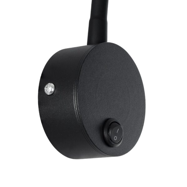 GloboStar® GOOSE 61690 Φωτιστικό Τοίχου – Απλίκα LED 3W 300lm 36° AC 220-240V IP20 – Reading Light – Θερμό Λευκό 2700K Μαύρο Αλουμίνιο – Μ6.5 x Π22.5 x Υ23cm – 2 Xρόνια Εγγύηση