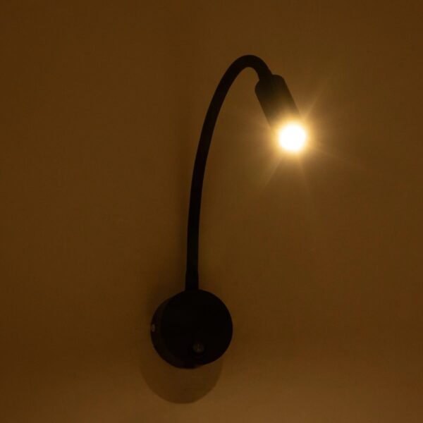 GloboStar® GOOSE 61690 Φωτιστικό Τοίχου – Απλίκα LED 3W 300lm 36° AC 220-240V IP20 – Reading Light – Θερμό Λευκό 2700K Μαύρο Αλουμίνιο – Μ6.5 x Π22.5 x Υ23cm – 2 Xρόνια Εγγύηση