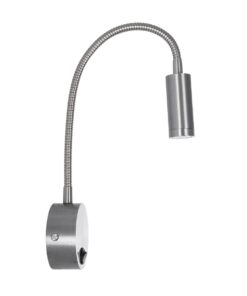 GloboStar® GOOSE 61691 Φωτιστικό Τοίχου – Απλίκα LED 3W 300lm 36° AC 220-240V IP20 – Reading Light – Θερμό Λευκό 2700K Ασημί Αλουμίνιο – Μ6.5 x Π22.5 x Υ23cm – 2 Xρόνια Εγγύηση