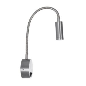 GloboStar® GOOSE 61691 Φωτιστικό Τοίχου – Απλίκα LED 3W 300lm 36° AC 220-240V IP20 – Reading Light – Θερμό Λευκό 2700K Ασημί Αλουμίνιο – Μ6.5 x Π22.5 x Υ23cm – 2 Xρόνια Εγγύηση