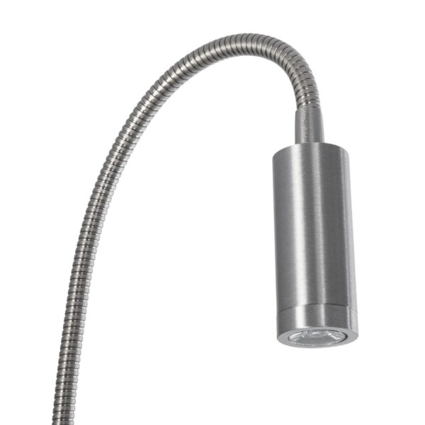 GloboStar® GOOSE 61691 Φωτιστικό Τοίχου – Απλίκα LED 3W 300lm 36° AC 220-240V IP20 – Reading Light – Θερμό Λευκό 2700K Ασημί Αλουμίνιο – Μ6.5 x Π22.5 x Υ23cm – 2 Xρόνια Εγγύηση