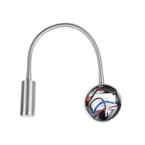 GloboStar® GOOSE 61691 Φωτιστικό Τοίχου – Απλίκα LED 3W 300lm 36° AC 220-240V IP20 – Reading Light – Θερμό Λευκό 2700K Ασημί Αλουμίνιο – Μ6.5 x Π22.5 x Υ23cm – 2 Xρόνια Εγγύηση