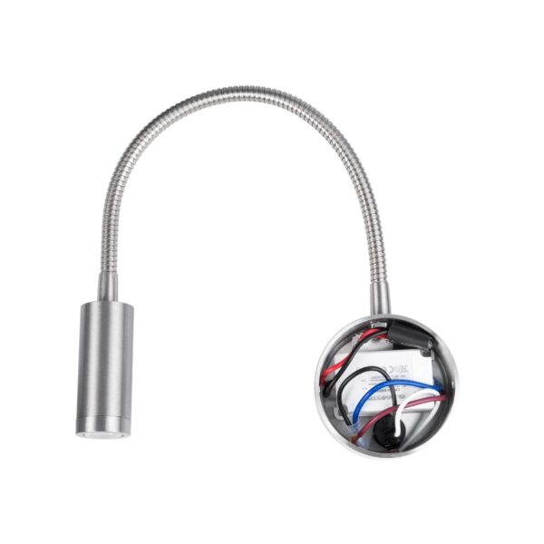 GloboStar® GOOSE 61691 Φωτιστικό Τοίχου – Απλίκα LED 3W 300lm 36° AC 220-240V IP20 – Reading Light – Θερμό Λευκό 2700K Ασημί Αλουμίνιο – Μ6.5 x Π22.5 x Υ23cm – 2 Xρόνια Εγγύηση