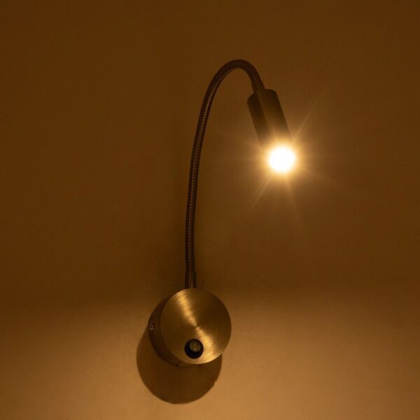 GloboStar® GOOSE 61691 Φωτιστικό Τοίχου – Απλίκα LED 3W 300lm 36° AC 220-240V IP20 – Reading Light – Θερμό Λευκό 2700K Ασημί Αλουμίνιο – Μ6.5 x Π22.5 x Υ23cm – 2 Xρόνια Εγγύηση