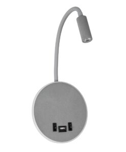 GloboStar® GOOSE 61694 Φωτιστικό Τοίχου – Απλίκα LED 6W 600lm 36° AC 220-240V IP20 – Reading Light & 360° Κρυφός Φωτισμός – Φορτιστής USB 3A – Θερμό Λευκό 2700K Γκρι Αλουμίνιο – Μ15.5 x Π22.5 x Υ30cm – 2 Xρόνια Εγγύηση