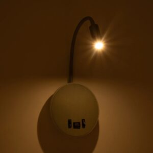 GloboStar® GOOSE 61694 Φωτιστικό Τοίχου – Απλίκα LED 6W 600lm 36° AC 220-240V IP20  – Reading Light & 360° Κρυφός Φωτισμός – Φορτιστής USB 3A – Θερμό Λευκό 2700K Γκρι Αλουμίνιο – Μ15.5 x Π22.5 x Υ30cm – 2 Xρόνια Εγγύηση