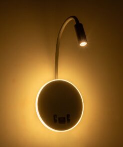 GloboStar® GOOSE 61694 Φωτιστικό Τοίχου – Απλίκα LED 6W 600lm 36° AC 220-240V IP20 – Reading Light & 360° Κρυφός Φωτισμός – Φορτιστής USB 3A – Θερμό Λευκό 2700K Γκρι Αλουμίνιο – Μ15.5 x Π22.5 x Υ30cm – 2 Xρόνια Εγγύηση