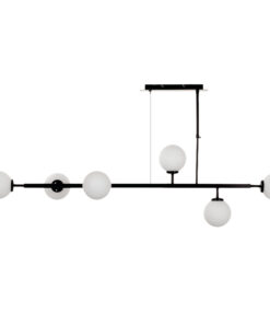 InLight Κρεμαστό φωτιστικό από μαύρο μέταλλο και λευκή οπαλίνα (6170-6-BL)