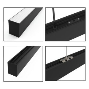 InLight Κρεμαστό φωτιστικό LED 40W 3CCT (By Switch) από αλουμίνιο σε μαύρη απόχρωση D:120cm (6072-120-BL)