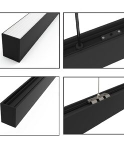 InLight Κρεμαστό φωτιστικό LED 50W 3CCT (By Switch) από αλουμίνιο σε μαύρη απόχρωση D:150cm (6072-150-BL)