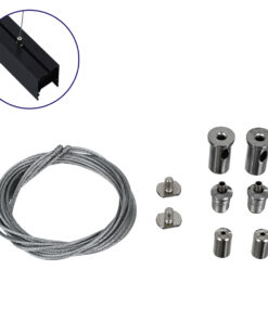 GloboStar® PROFILE-PART 70899 Σετ Κρέμασης για Προφίλ Αλουμινίου – Κρεμαστή Χρήση – Ασημί – 2 Ντίζες των 2 Μέτρων – Μ200cm