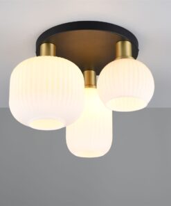 Πολύφωτο Οροφής Ματ Ορέιχαλκος & Οπαλ Γυαλί DIVA 3xE27 Trio Lighting – 619800308