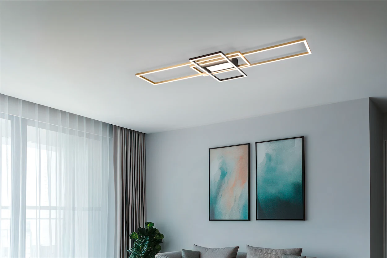 Φωτιστικό Οροφής Trio Lighting IRVINE LED, 60W · 7100lm, 3000 – 6500K Ορείχαλκος Ματ Μεταλλικό, Τηλεχειριζόμενο Dimmable, Λειτουργία μνήμης, – 620010408