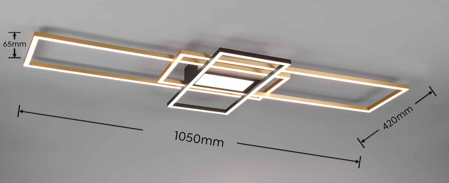 Φωτιστικό Οροφής Trio Lighting IRVINE LED, 60W · 7100lm, 3000 – 6500K Ορείχαλκος Ματ Μεταλλικό, Τηλεχειριζόμενο Dimmable, Λειτουργία μνήμης, – 620010408