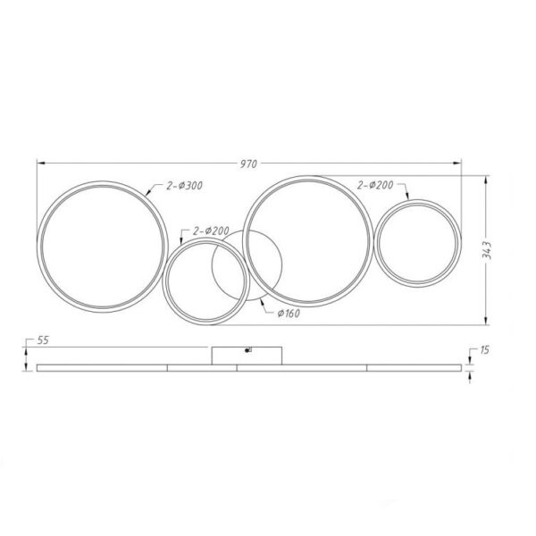 Φωτιστικό Οροφής Trio Lighting LED 37W  Μαύρο Ματ Μεταλλικό  Step Dimmable 3300lm 3000K  622610432